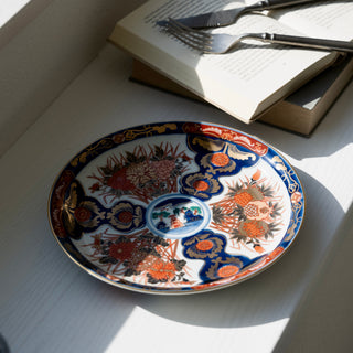 Old Imari style vivid large plate 8.2in [Hsami-yaki]