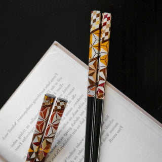 Yosegi black chopsticks［Hakone marquetry］