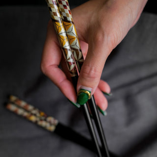 Yosegi black chopsticks［Hakone marquetry］