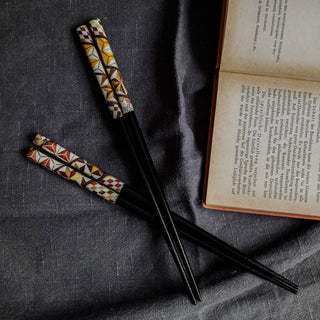 Yosegi black chopsticks［Hakone marquetry］