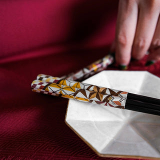 Yosegi black chopsticks［Hakone marquetry］