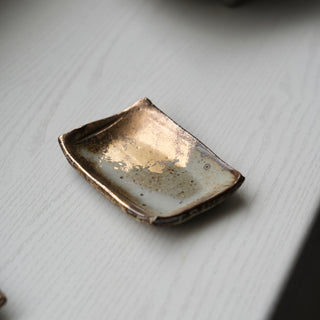 Gold accents mini plate 3.5in【shigaraki-yaki】