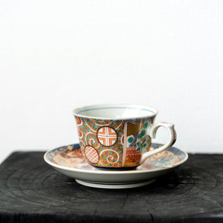 Old Imari style 4design cap&saucer [Hasami-yaki]