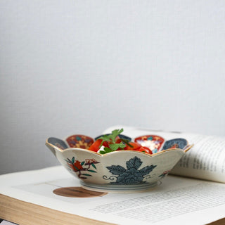 Old lmari style flower bowl 6in [Hasami-yaki]