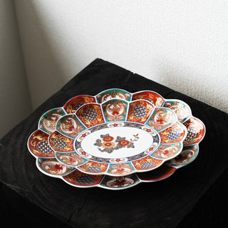 Old Imari style large oval plate 9.6in  [Hasami-yaki]