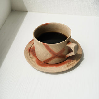 Pottery cup＆saucer［Bizen-yaki］